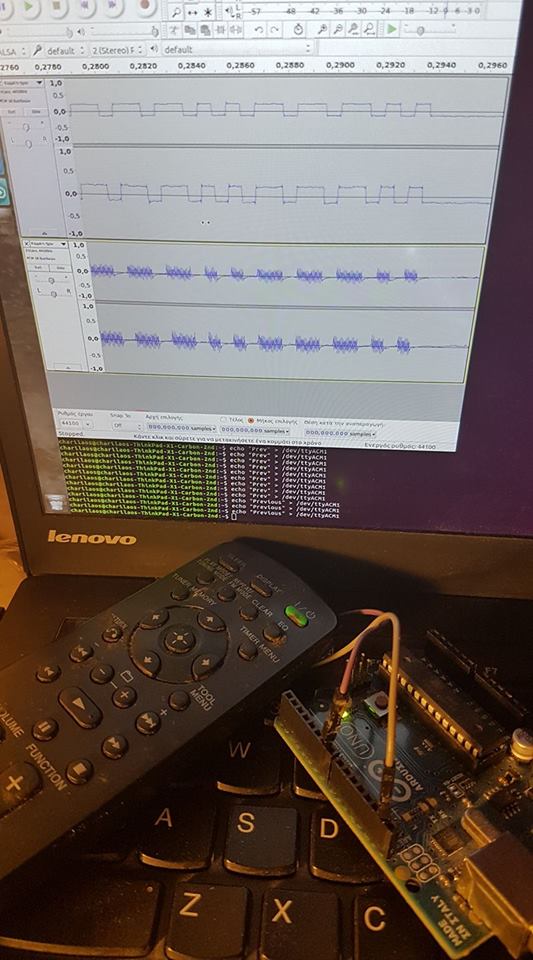 Audacity: Matching Arduino pulses with remote pulses